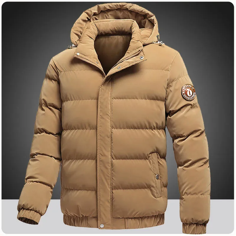 

Men's Cotton-Padded Puffer Jacket Windbreakers Winter Parkas Bomber Jackets Warm Thicken Ski Camping Coats With Detachable Hood