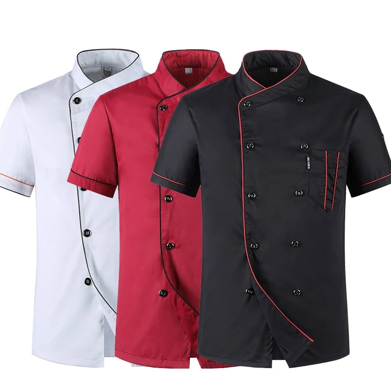 Veste de chef pour hommes et femmes, chemise à manches courtes, manteau de cuisine, uniformes de restaurant
