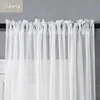 Linen White Sheer Window Curtains for Living Room Bedroom Solid White Tulle High Quality Yarn Window Drape Decoration Custom 3