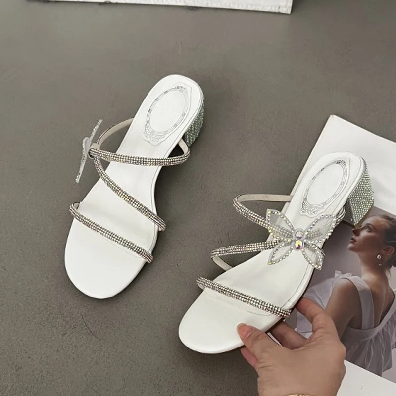 Liyke Brand Fashion Design Glitter Rhinestones Bowknot Women