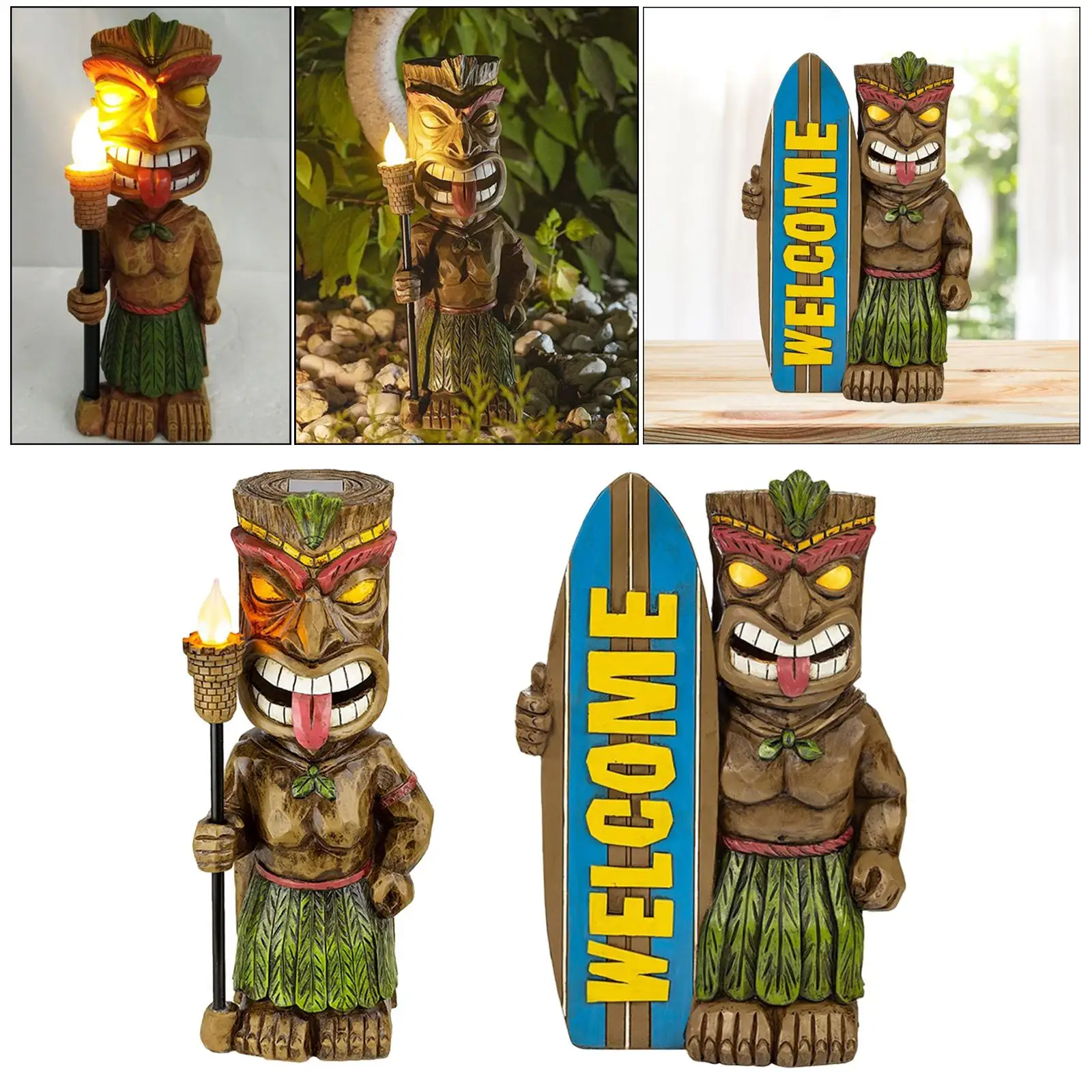 Resin Garden Tiki Shape Statue Ornament Figurine Cabinet Pathway Decoration