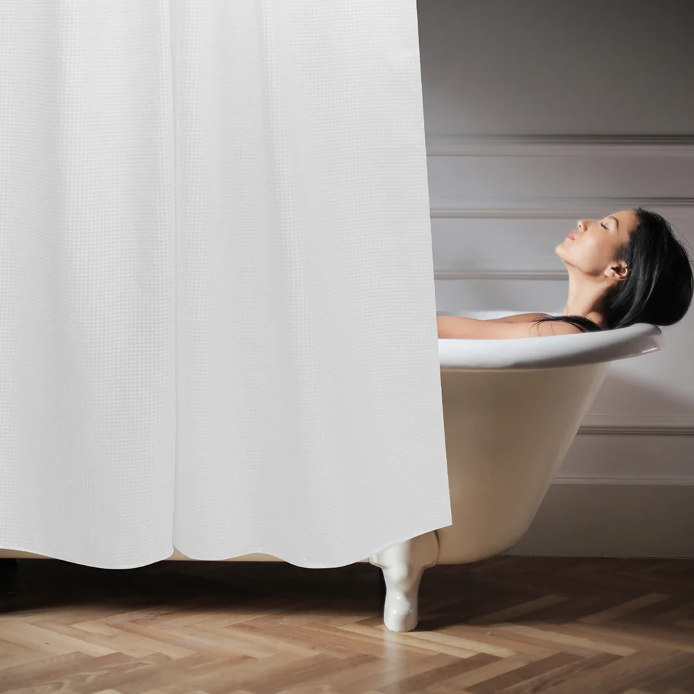 

Mildew-proof Curtains Short Bathroom Plain Shade Hooks Polyester Shower Accessory Practical Color Household