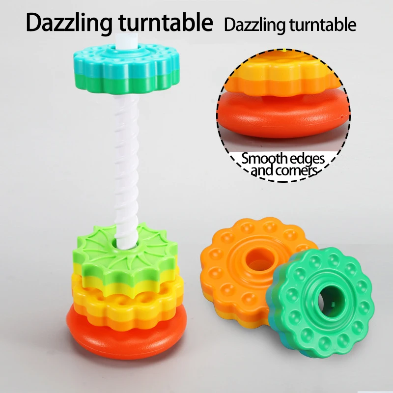 Rainbow Turret Stacking Music Color Nesting Ring 1-3 Years Old Infant Baby Turn Turret Puzzle Early Education Toys 2
