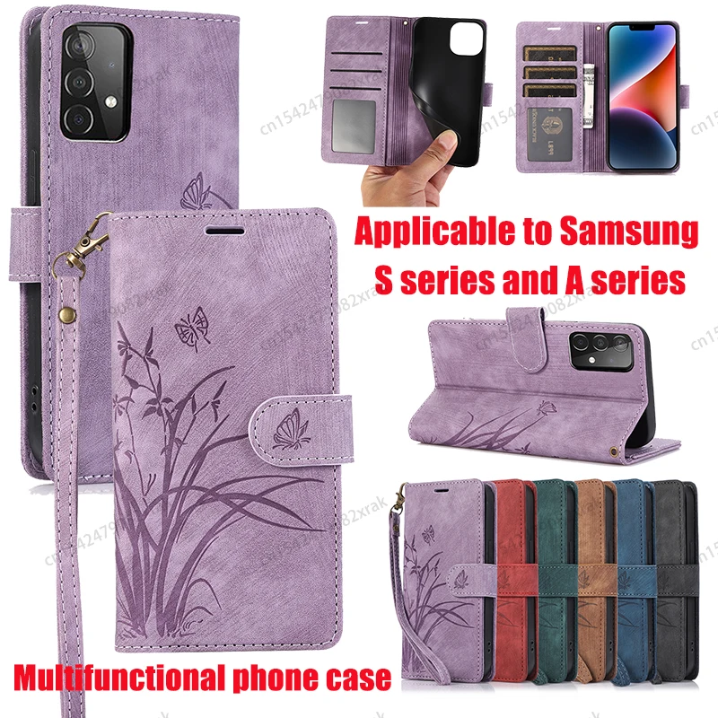 Чехол-Бумажник для телефона Samsung S series, защитный чехол для S 8 9 10 20 21 22 23 24 plus 10e 23fe, кожаный Ультратонкий чехол
