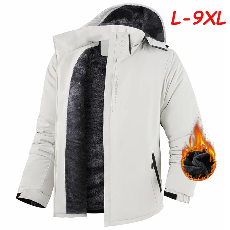 Plus 9XL Männer Winter Neue Fleece Jacke Männer Warme Dicke Winddicht Jacke Mantel Männer Mit Kapuze Wasserdichte Parka Abnehmbare Hut Mantel Männlich – Detail 6