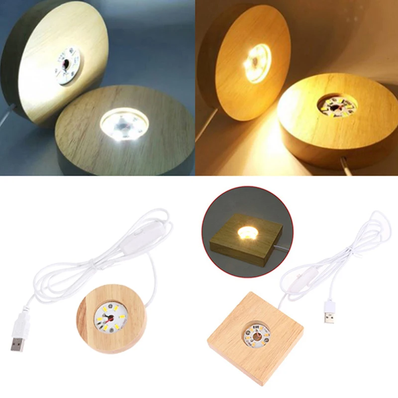 Houten LED Light Base Display Base, 10cm Ronde 16 Gekleurde USB Light Stand Base LED Verlichting Display Base met Afstandsbediening voor 3D Kristal Glas Hars Art (4 stuks Houten LED Light Base Display Base, 10cm Ronde 16 Gekleurde USB Light Stand Base LED Verlichting Display Base met Afstandsbediening voor 3D Kristal Glas Hars Art (4 stuks
