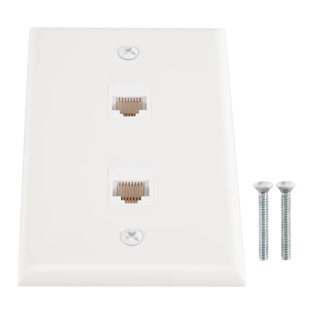AAA87 1 Pack 2 Port Ethernet Wall Plate, Cat6 Female to Female Wall Jack RJ45 Keystone Inline Coupler Outlet, White