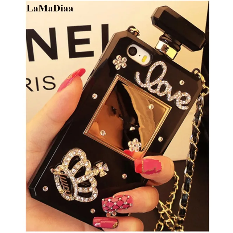 

Fashion Glitter Bling Diamond Perfume Bottle Lanyard Chain Handbag Case Cover for IPhone 11 12 13 14 15 Pro MAX 7 8 Plus XR Xs