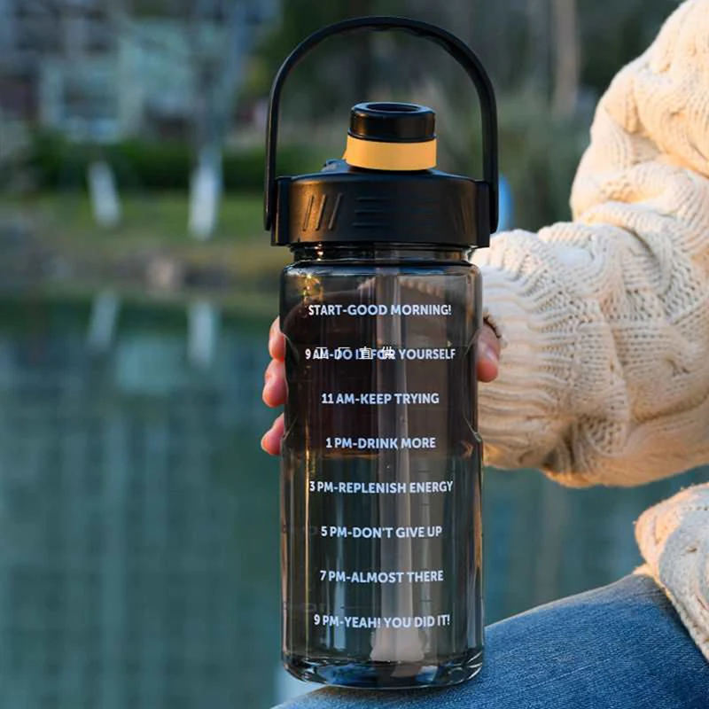 Sports Water Bottle 1.5L 2L 3L With Straw Plastic And Time Stamp For Home Outdoor Sports,portable water bottle,sports water bag