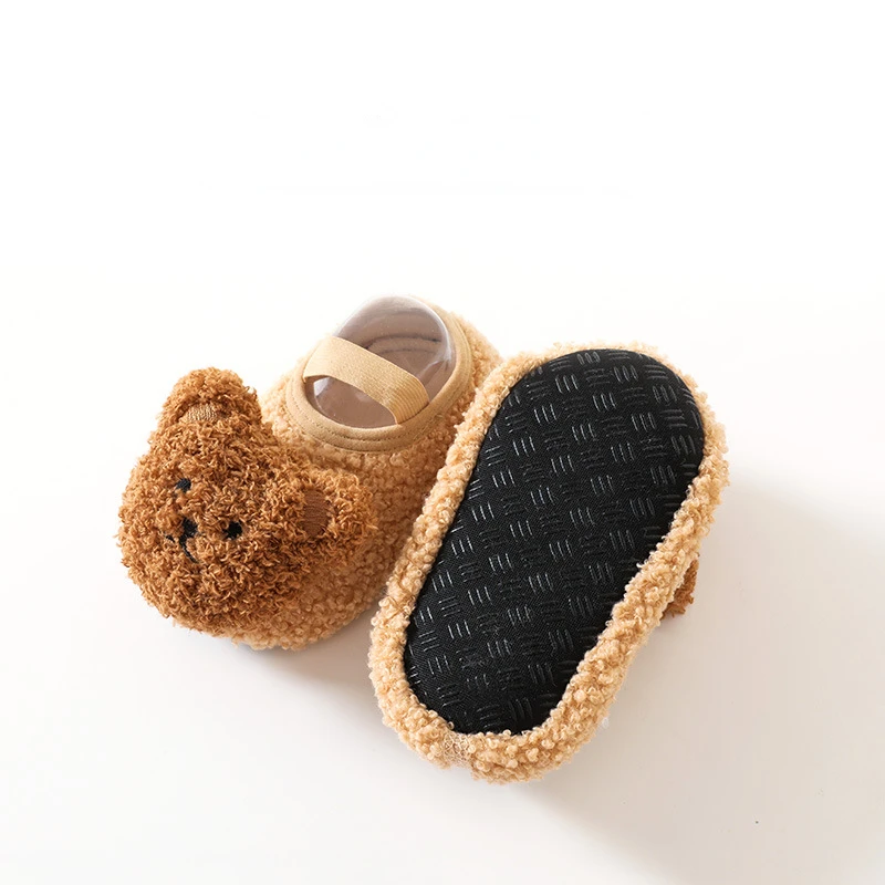 Cartoon Bear Baby Floor Socks Winter Warm Toddler Walking Shoes Kids Soft Sole First Walkers Anti-slip Newborn Infant Crib Shoes 4