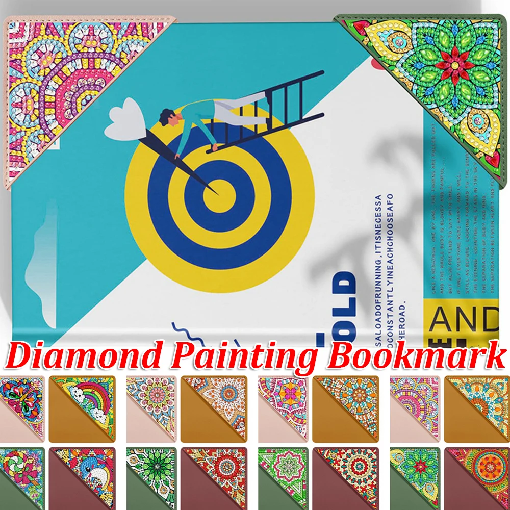 

4Pcs/Set DIY Diamond Painting Book Corner Cover Bookmarks Diamond Mosaic Mandala Student Stationery Book Decortion Handmade Gift