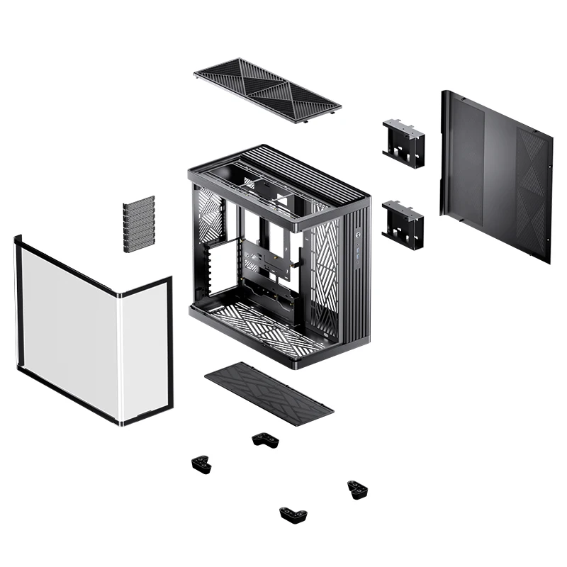 JONSBO TK-4 ATX 섀시 알루미늄 합금 프레임 블랙 하이퍼볼로이드 시뷰 섀시는 360도 수냉 시스템을 지원합니다. 블랙