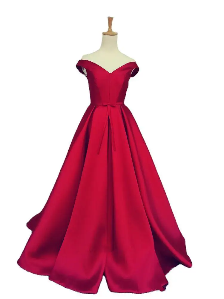 

Red Carpet Prom Party Dress A Line Simple Stain V Neckline Floor Length Evening Formal Celebrity Dresses Girls Dance Gown Cheap