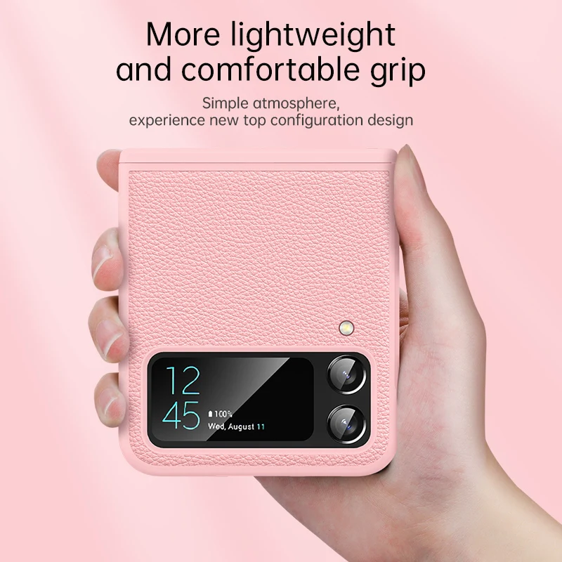 Leather Hinge Case with Retro Litchi Pattern - Shockproof Slim Ultra Thin Cover