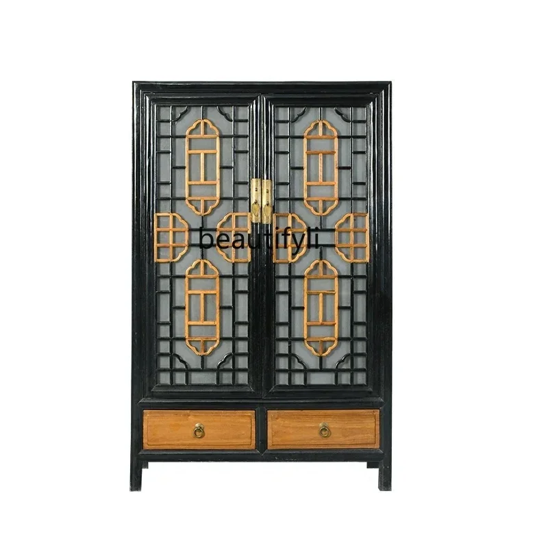 

Chinese Wardrobe Classical Furniture Clothes Closet Old Elm Side Cabinet Storage Locker