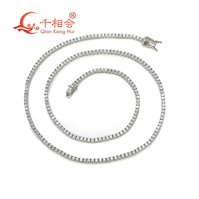 

2mm Moissanite Tennis Necklace 925 Sterling Silver D vvs white color Single Row jewelry for men women wedding datting gift party