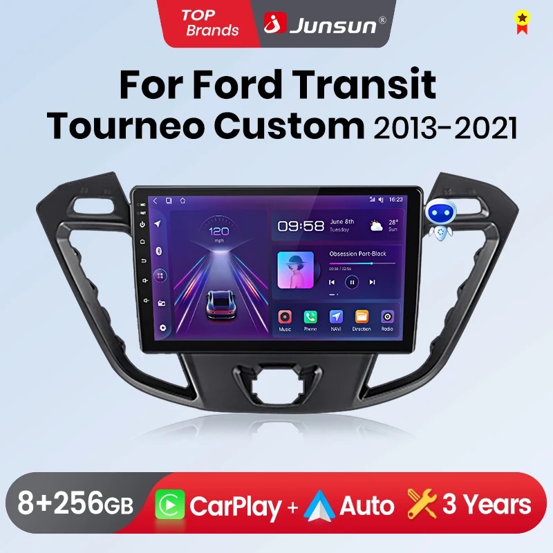 Junsun CarPlay Android Auto Car Radio For Ford Transit Custom Tourneo 2013-2021 GPS Intelligent Systems Stereo Multimedia