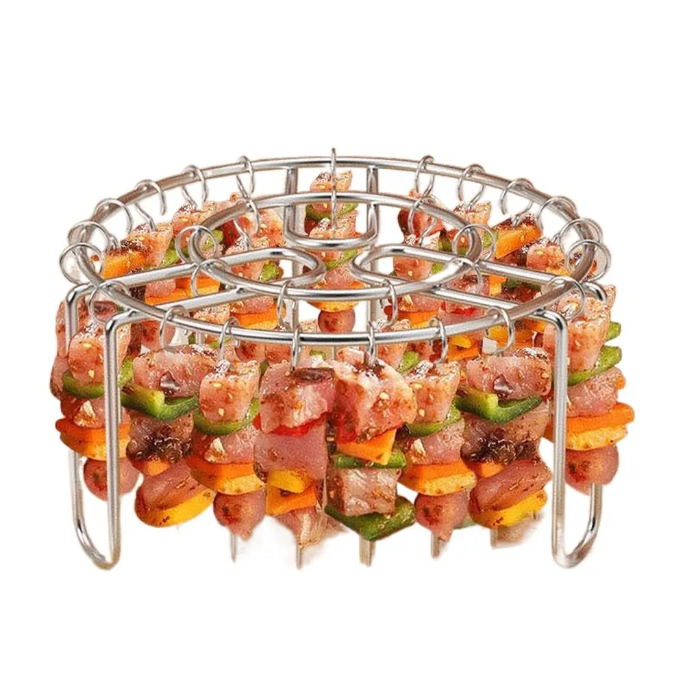 New Stainless Steel Vertical Grill Rack Detachable String Grill Skewer Holder Vertical Barbecue Skewer Bracket Baking Needle