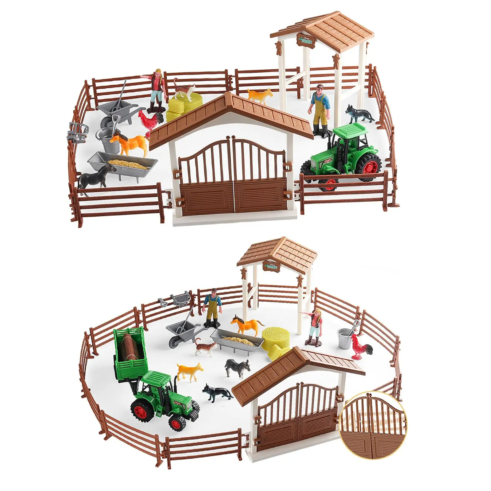 Mini Barn Farm Toys Playset with Big Farm House Tractor Truck Christmas Birthday 4