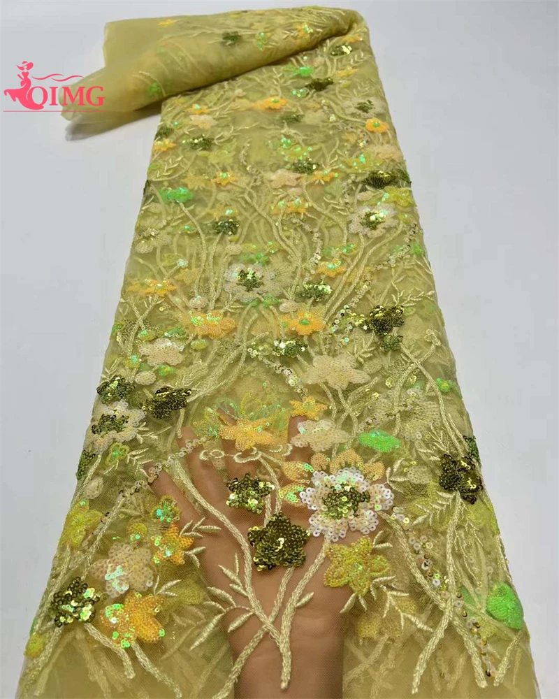 

African Beads Lace Fabric High Quality Lace Sequins Tulle Embroidery Fabric Dresses For Women Party Clothes Nigeria Lace Fabrics