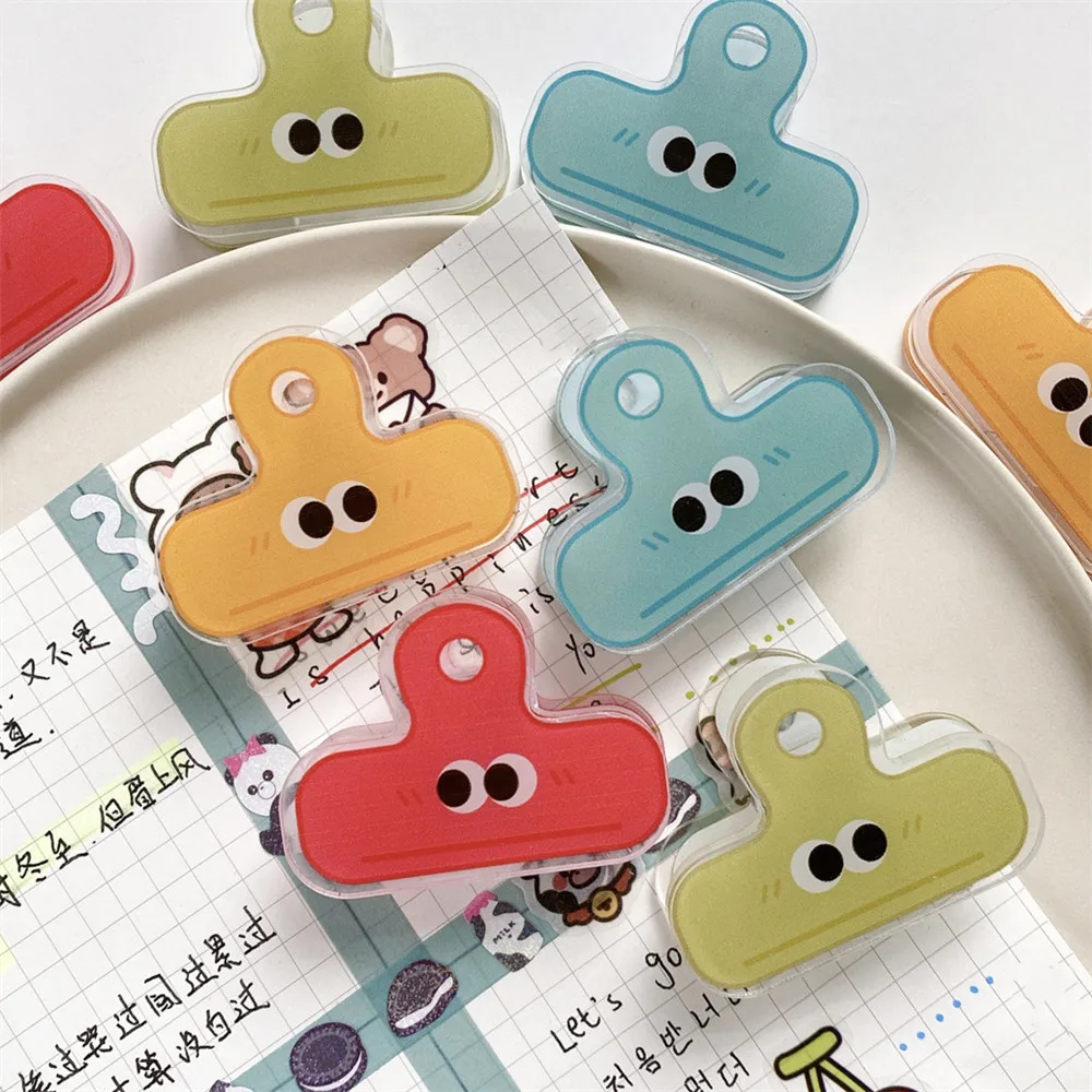 4pcs Cartoon Original Transparent Stationery Clip Acrylic Storage Clip Cute Student Long Tail Folder School Office Supplies