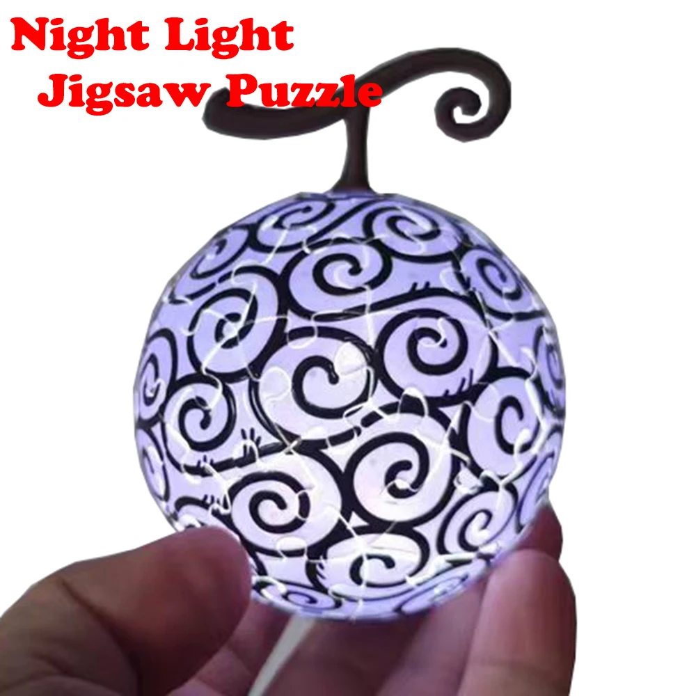 

One Piece Cursed Devil Rubber Fruit Jigsaw Puzzle Night Light 61Pcs Luffy Anime Action Figure Model Soft LED Lamp Bedroom Toys