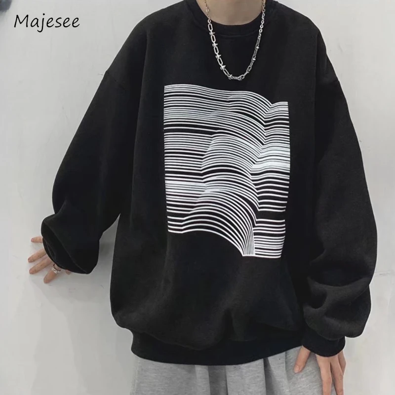 

Baggy Sweatshirts Men Thicker Printing Handsome Harajuku Minimalist Autumn Korean Style Daily Tender High Street Teenagers Ins