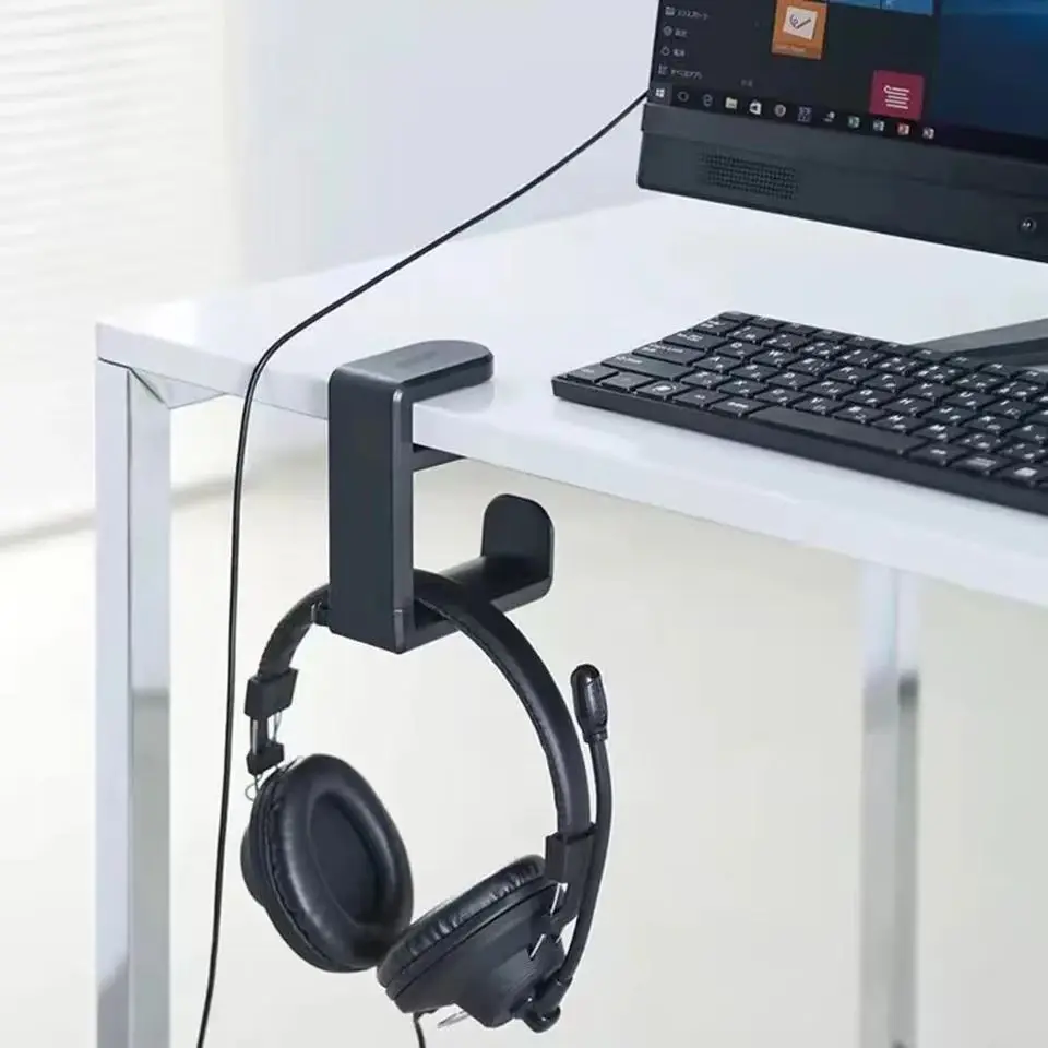 Pc Headphone Stand No Punch Table Clip Hook 360 Degree Rotating Holder Miscellaneous Storage Hanging headphone stand headphone holder