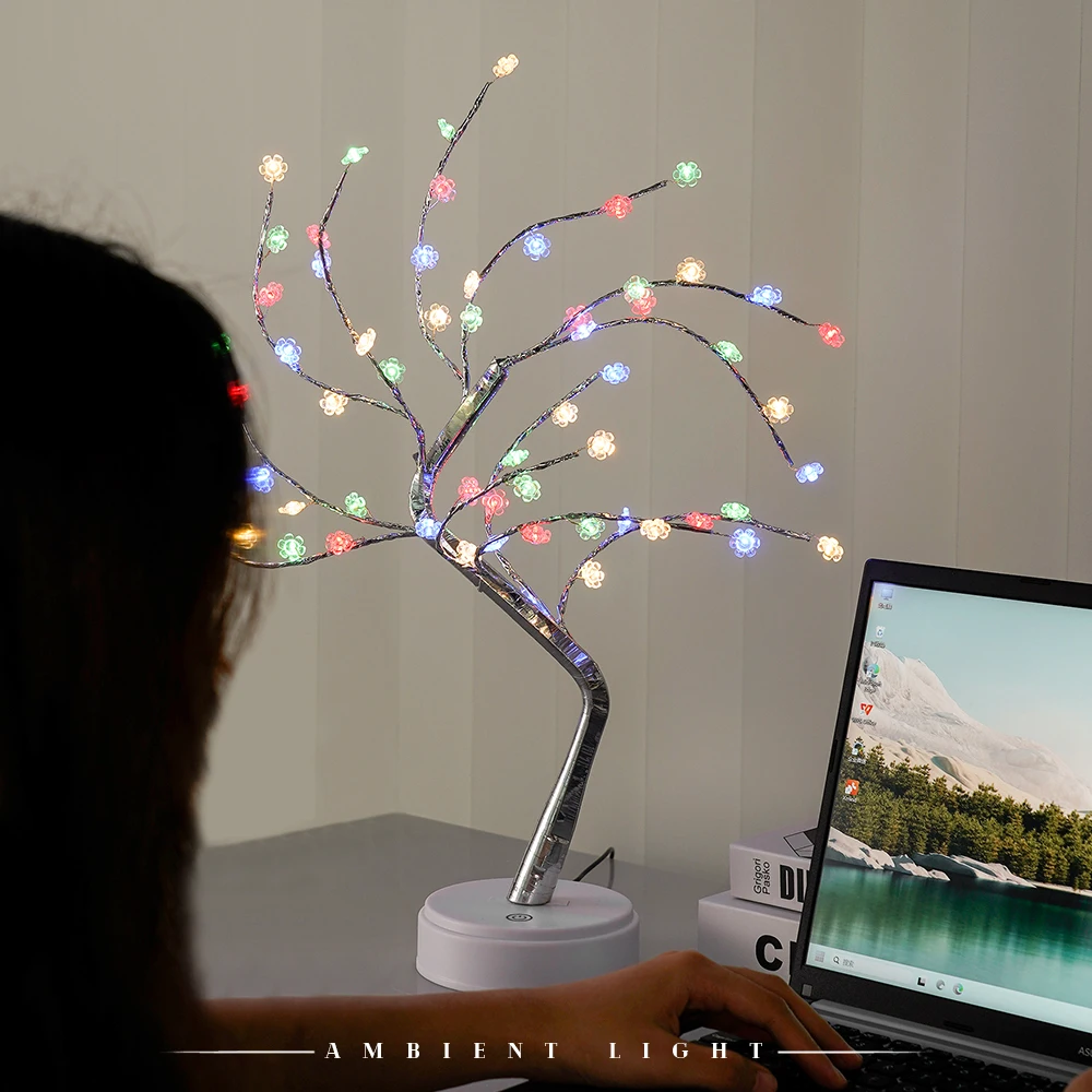 

Small Plum Blossom Creative Lamp LED Tree Table Lamp Home Bedroom Decoration Atmosphere Decor Fairy Light Holiday lighting