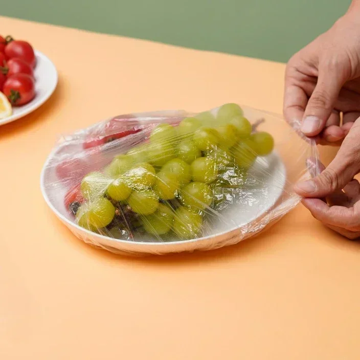 100Pcs Disposable Food Cover Saran Wrap Vegetable Fruit Fresh-keeping Film Bag Disposable Bowl Cover Kitchen Accessories