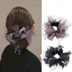 Elegant Women's Shiny Beaded Bow Hair Scrunchies - High - Quality Versatile Hair Accessories (2 Pcs Mixed Color)