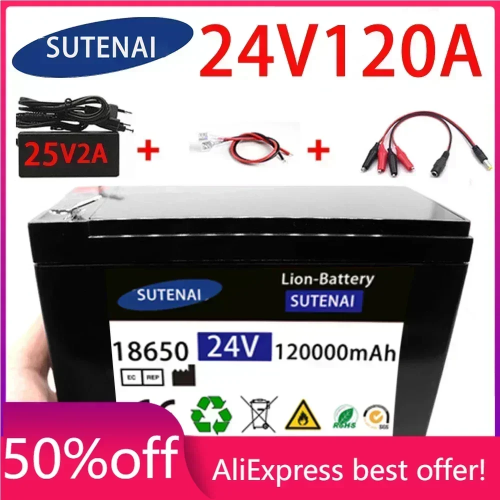 

24v 120A Li Ion 18650 Battery Electric Vehicle Lithium Battery Pack 21V- 25V 35Ah 120Ah Built-in BMS 30A High Current