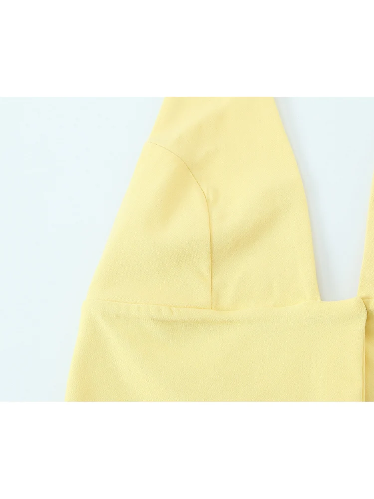 TFMLN New Halter Neck Sexy Tops For Ladies Solid Basic Clubwear Fashion Slim Backless Women Vintage Fashion Short  Streetwear