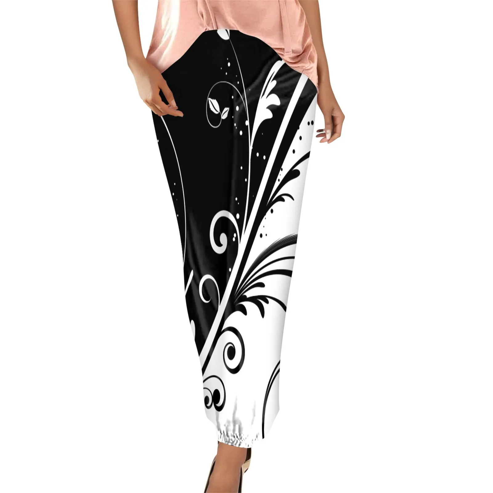 

Ladies Summer Print Elastic Waist Loose Casual Wide Leg Pants Trousers New Fashion Simple Women'S Loose Pants Plus Matching Sets