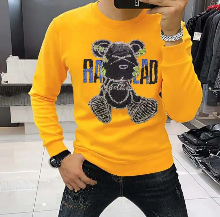 남성용 라인석 풀오버, 맨투맨 플리인 알리, 남성 패션, 겨울 스트리트웨어, 캐주얼 드롭 배송