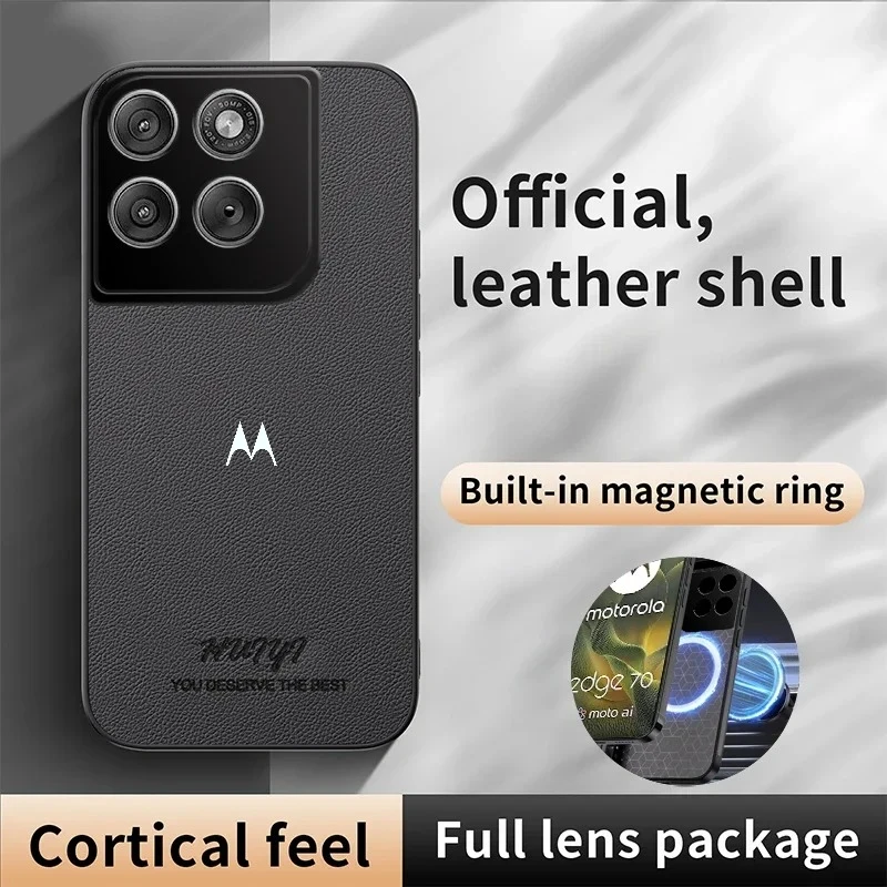 Business M Retro Lychee PU Leather Phone Case with Magnetic Anti-Drop Protection