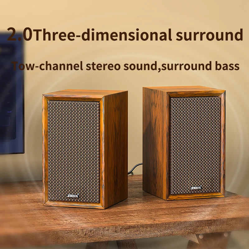 Retro wooden computer speaker Desktop home laptop small speaker heavy bass multimedia wired desktop computer speakers,portable speakers,audio speakers
