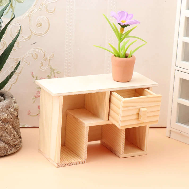 

1Pcs 1/12 Dollhouse Miniature TV Cabinet Dollhouse Living Room Bedroom Drawer Cabinet Dolls House Furniture Accessories