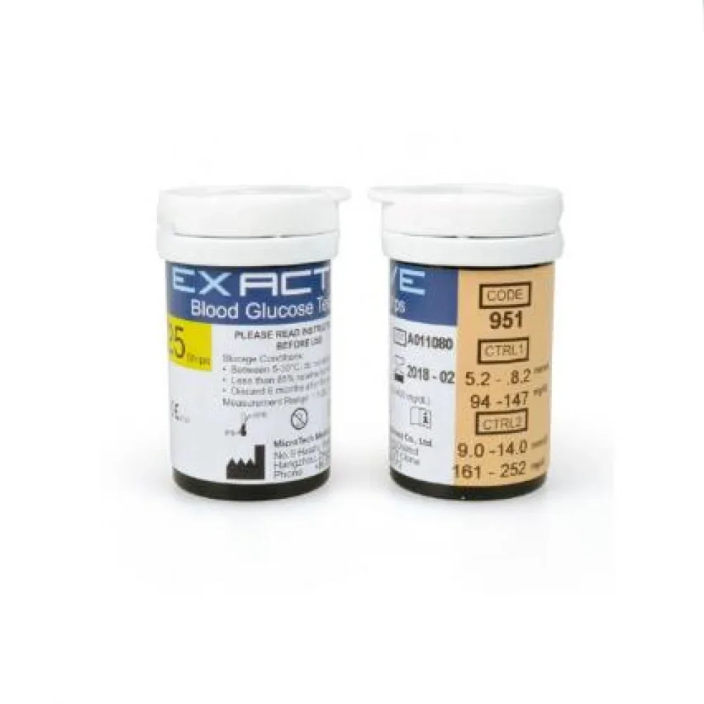 EXACTIVE VITAL Blood Glucose Test Strips 50pcs + Lancets 50pcs without code card
