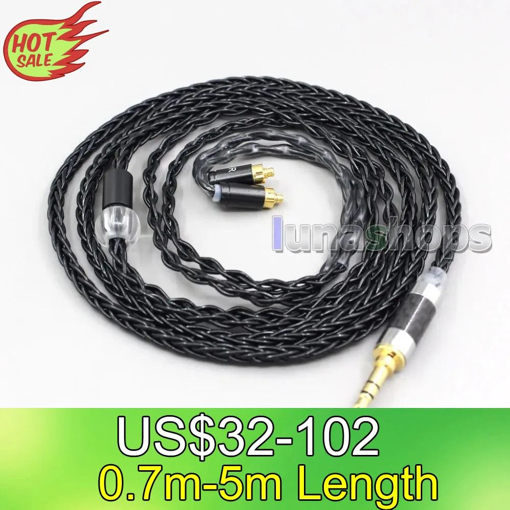 

LN006594 3.5mm 2.5mm 4.4mm XLR 8 Core Silver Plated OCC Black Earphone Cable For Dunu dn-2002