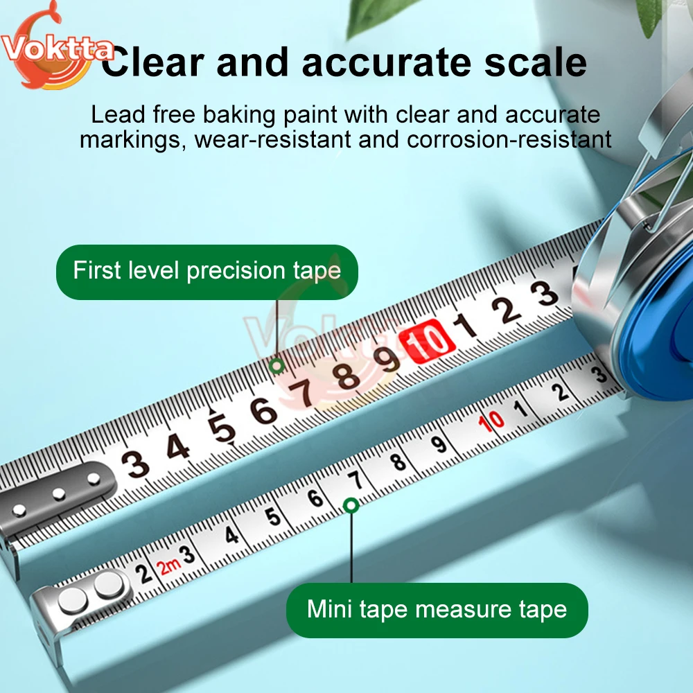 2M Mini Tape Meter Portable Keychain Tape Measure SK5 Steel Measuring Ruler