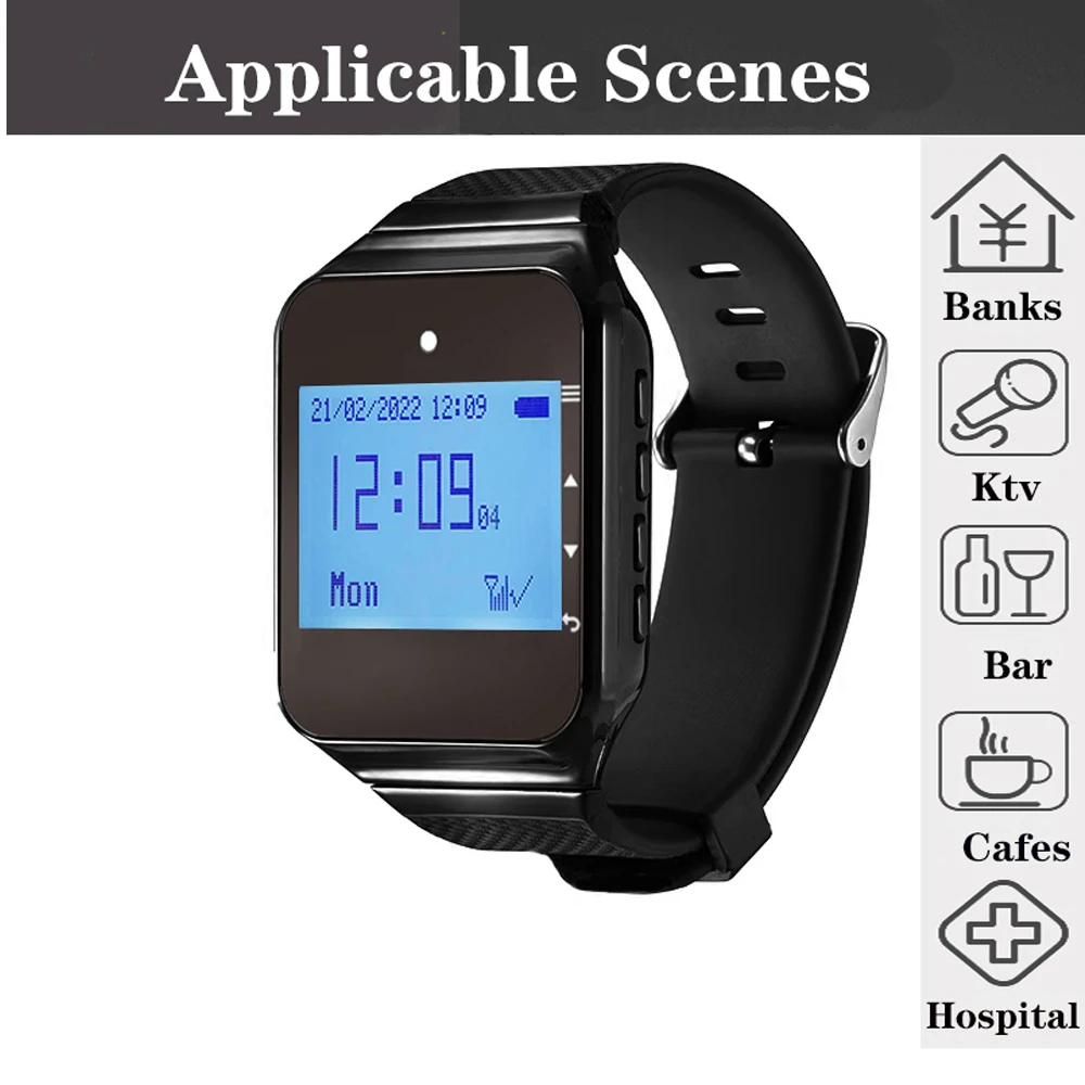 Wireless Caller Restaurant Pager Wireless Waiter Calling System Watch Receiver Call Button For Cafe Clinic Dentist SU-C03