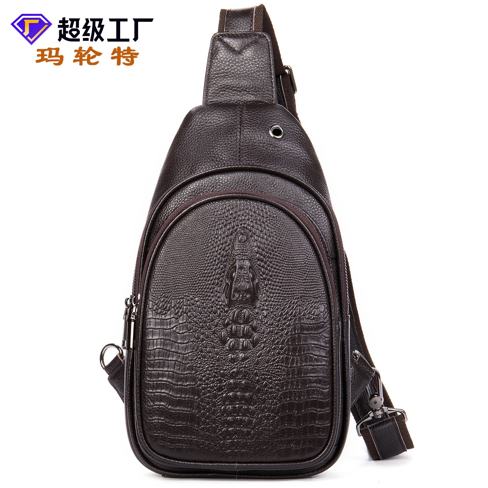 

Мужская сумка-портфель из воловьей кожи с крокодиловым узором