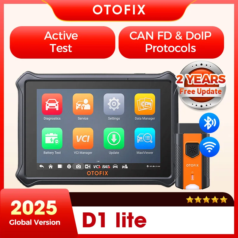 OTOFIX-Outil de diagnostic de voiture D1 Lite Bluetooth, EAU automobile bidirectionnel OBD2, 2 ans de mise à jour gratuite, test actif