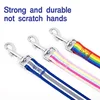 New Rainbow Walking Dog Rope Large Medium And Small Dog Traction Rope Snap On Pet Collar Nylon Strap Woven Dog Pet Accessories 4