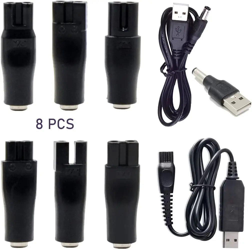 Universal 8PCS Power Cord 5V Replacement Charger USB Adapter Suitable for All Kinds of Electric Hair Clippers