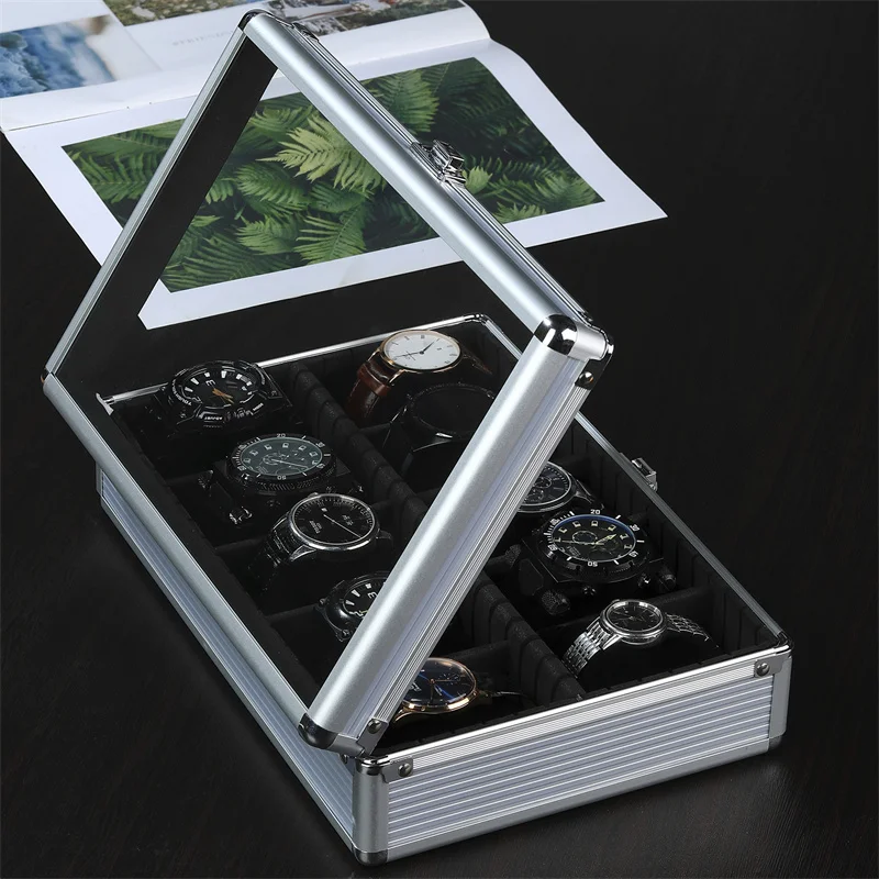 10-Slot Multi-Purpose Aluminum Alloy Watch Storage Case with Removable Internal Divider... - SKU AWSC1109 - UGI Packaging