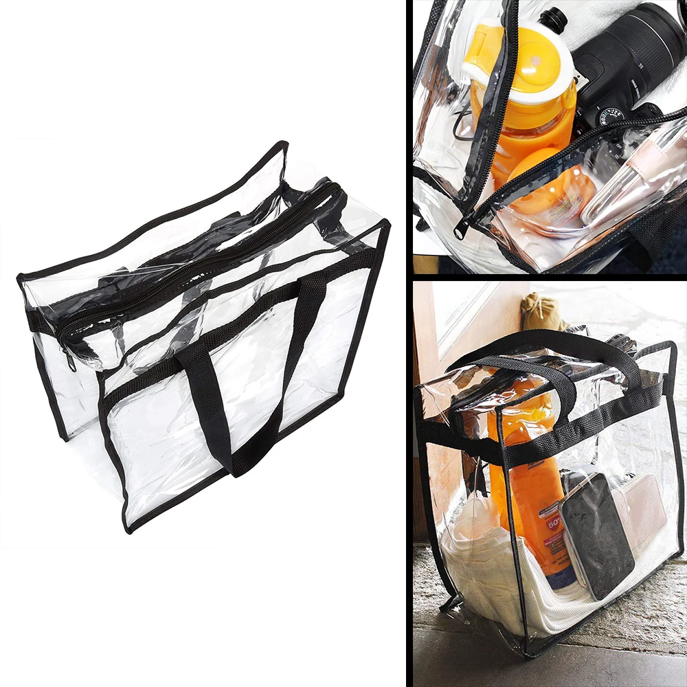 2/4Pcs Large Capacity Clear Tote Bags Multipurpose Clear Lunch Bag with Zipper Flexible Transparent Shoulder Bag for Work School