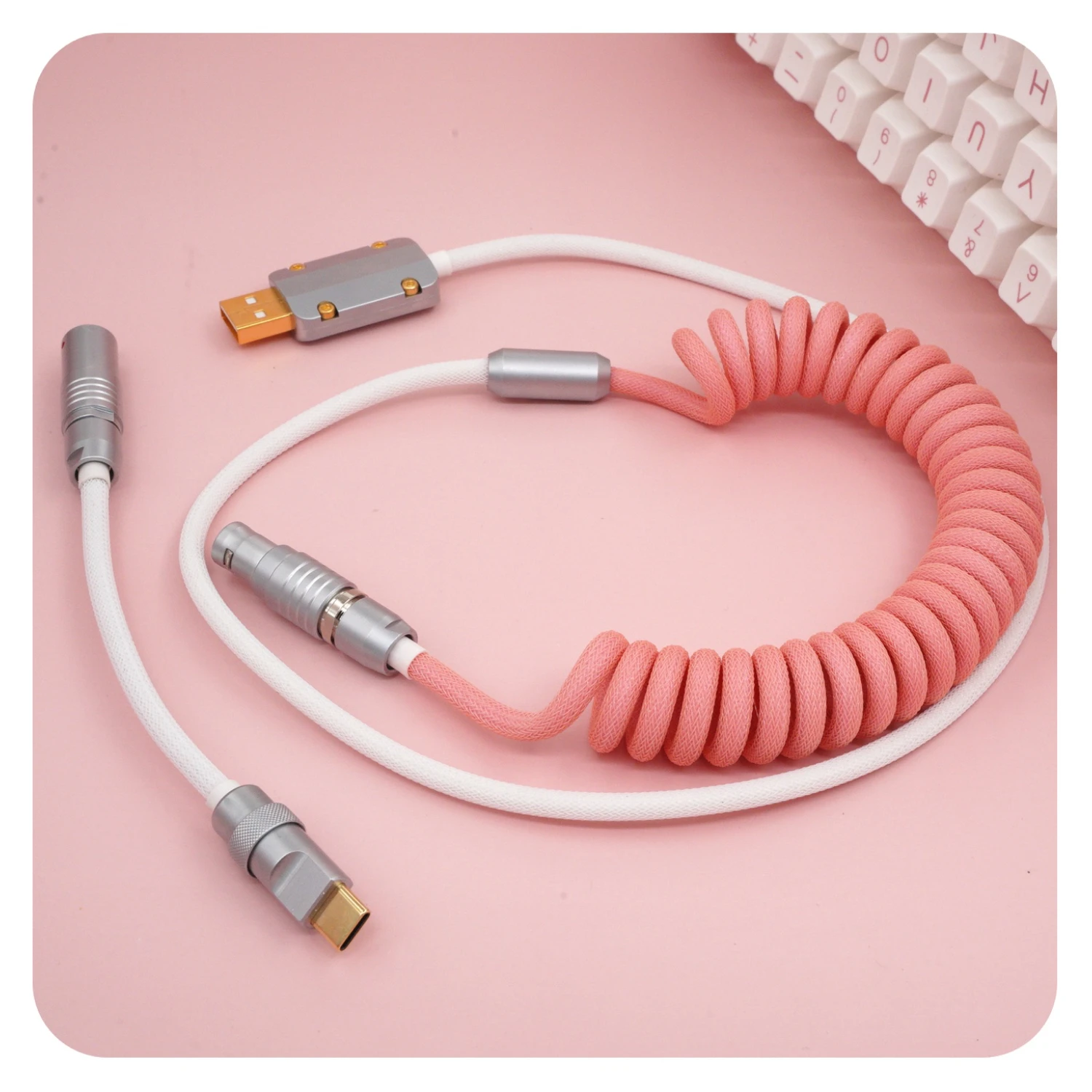 

GeekCable Handmade Customized Mechanical Keyboard Data Cable For GMK Theme SP Keycap Line Pink Girl Colorway