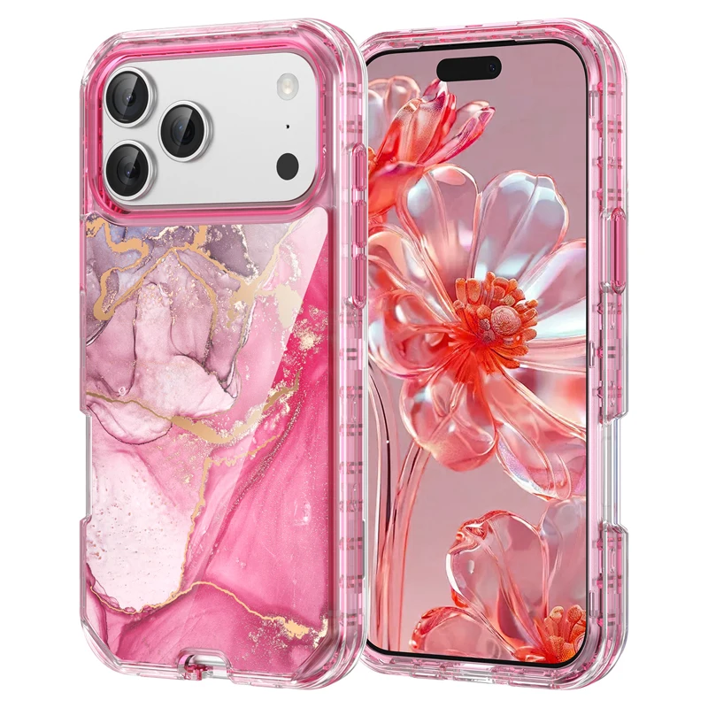 Electroplated Marble Pattern 3-in-1 Anti-Shock Phone Case